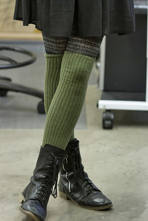Longer Thicker Slouch Socks - Olive