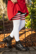 Americana Thigh High Socks - White with Red