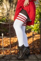 Americana Thigh High Socks - White with Red