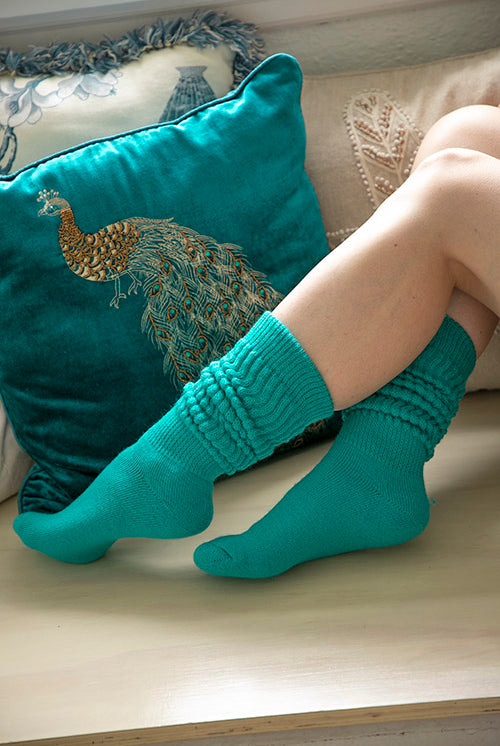 Cozy Slouch Socks - Turquoise