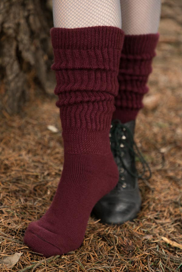 Cozy Slouch Socks - Maroon