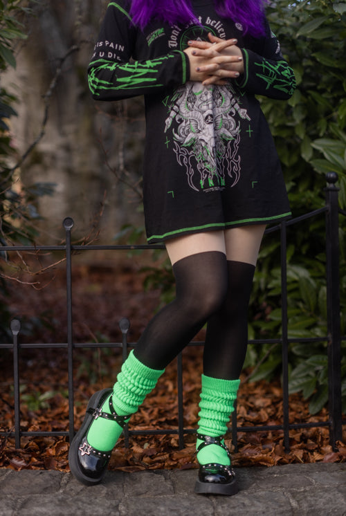 Cozy Slouch Socks - Neon Green