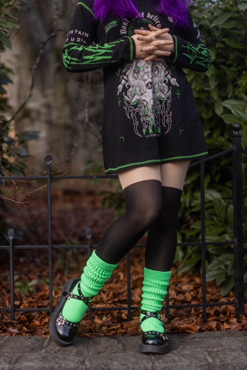 Cozy Slouch Socks - Neon Green