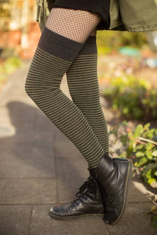 Extraordinary Boardwalk Thigh High - Dk. Charcoal & Olive