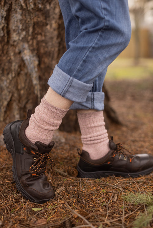 The Alaskan - Merino Hiking Socks - Baby Pink - Med/Lg