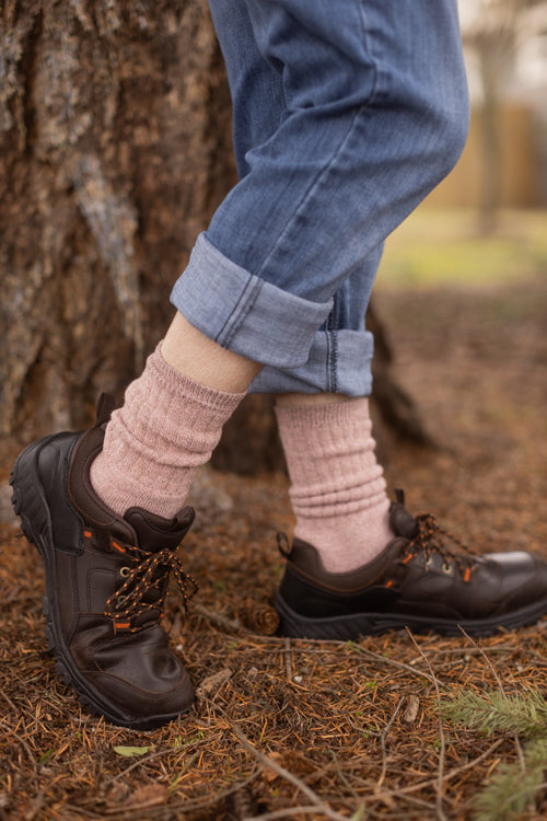 The Alaskan - Merino Hiking Socks - Baby Pink - Med/Lg