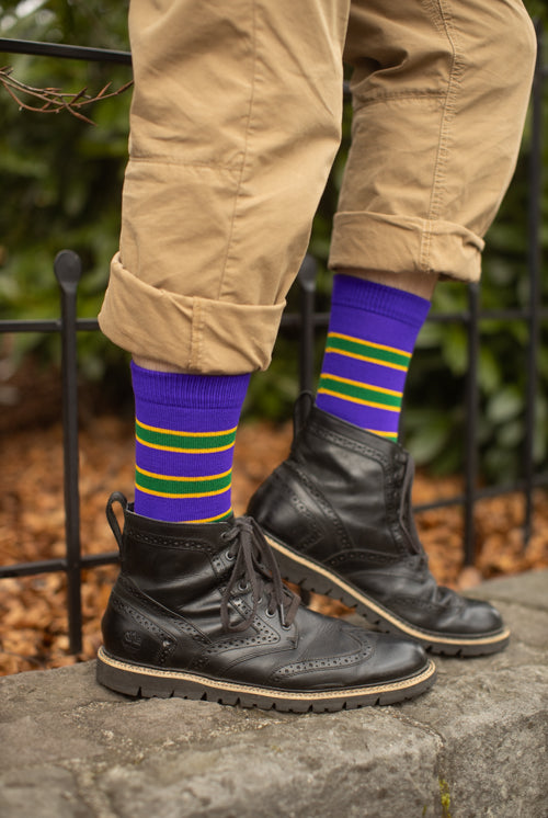 Mardi Gras Krewe Socks - Medium/Large