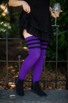 Midnight Garden Thigh High - Dark Violet with Black