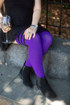 Midnight Garden Thigh High - Dark Violet with Black