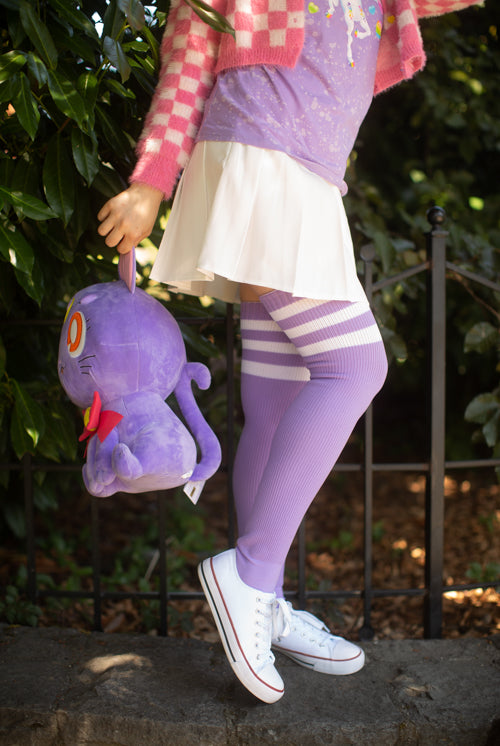 Magical Kawaii Thigh High - Lilac with White