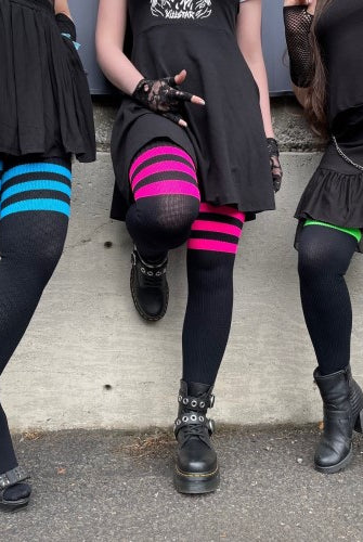 Neon Power Stripe Socks - Black w/Neon Green - $2 donation to Planned Parenthood
