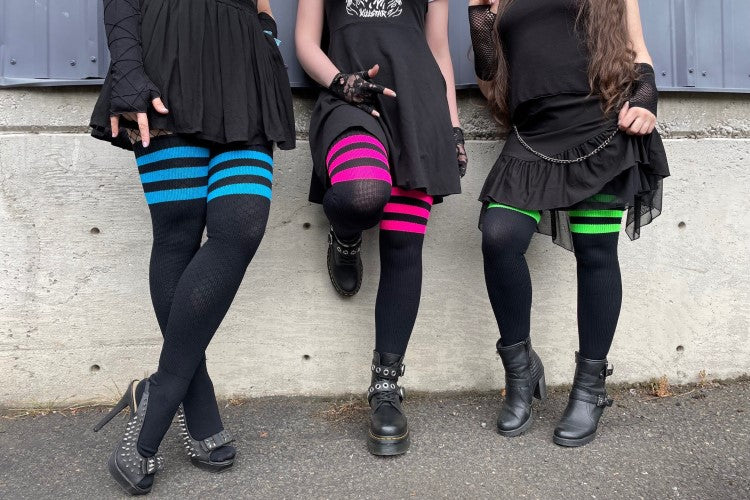 Neon Power Stripe Socks - Black w/Neon Green - $2 donation to Planned Parenthood