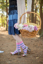 Pastel Pride Stripes Crew Socks - $1 donation to PDX ASC - Bisexual