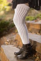 Pinstripe Thigh High - White
