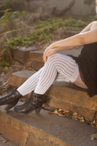 Pinstripe Thigh High - White