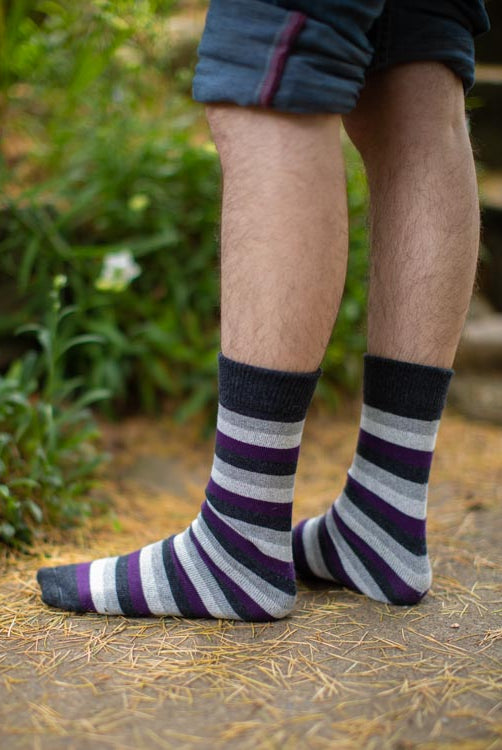 Pastel Pride Stripes Crew Socks - $1 donation to PDX ASC - Asexual