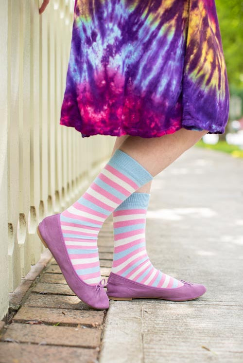 Pastel Pride Stripes Crew Socks - $1 donation to PDX ASC - Trans