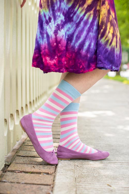 Pride Stripes Cotton Crew Socks - trans