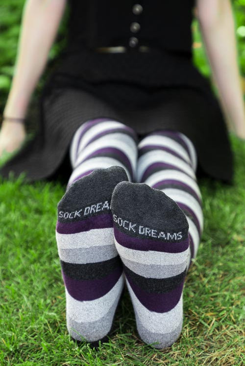 Longer Pride Stripes Cotton Socks - $1 donation to EJI! - Asexual