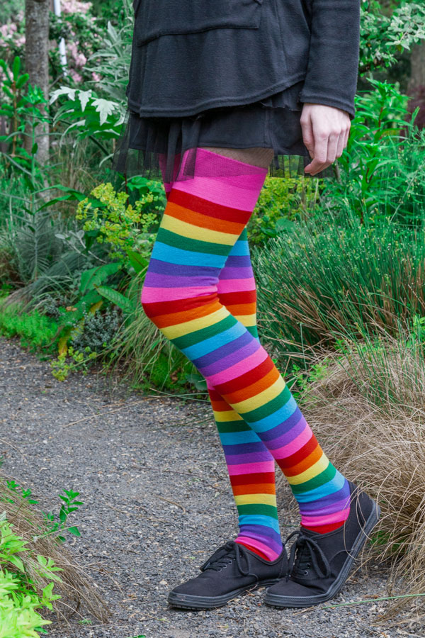 Long Pride Stripes Tube Socks - $1 donation to OutRight Action! - Gilbert Baker Rainbow