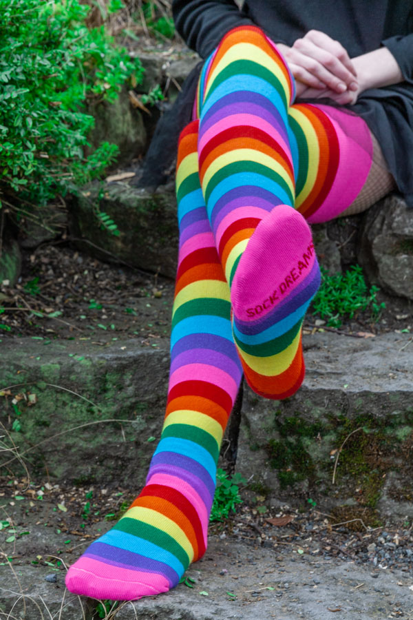 Long Pride Stripes Tube Socks - $1 donation to OutRight Action! - Gilbert Baker Rainbow