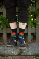 Rainbow Brights Crew Socks - Black Rainbow