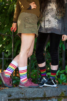 Rainbow Brights Crew Socks - White Rainbow