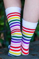 Rainbow Brights Crew Socks - White Rainbow