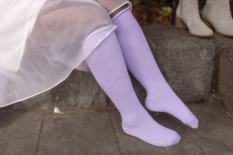 Roll Top Knee Socks - Lilac