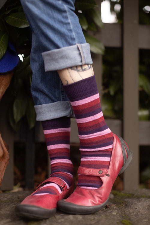 Simply Striped Tube Socks - Sweet heart