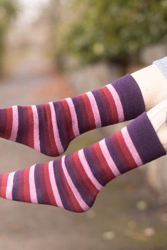Simply Striped Tube Socks - Sweet heart