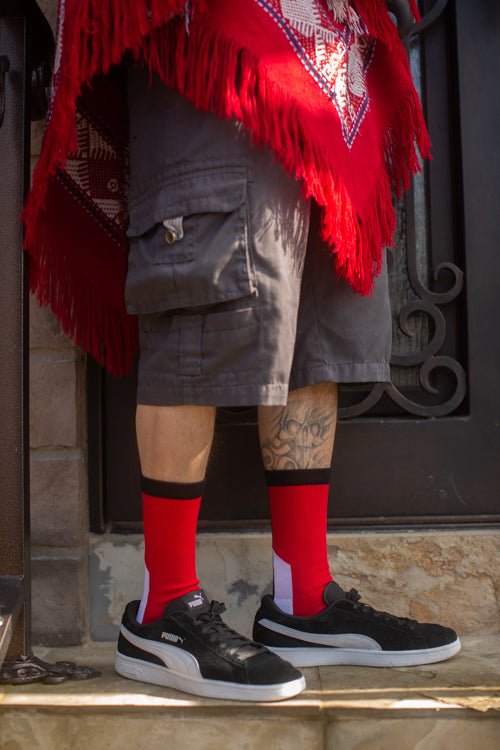 Team Spirit Socks - Red & Black - Lg
