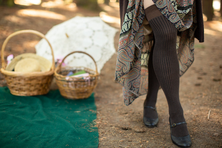 Vertical Lines Thigh High - Browns