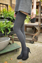 Extraordinarily Longer Waffle Thigh High - Dark Charcoal