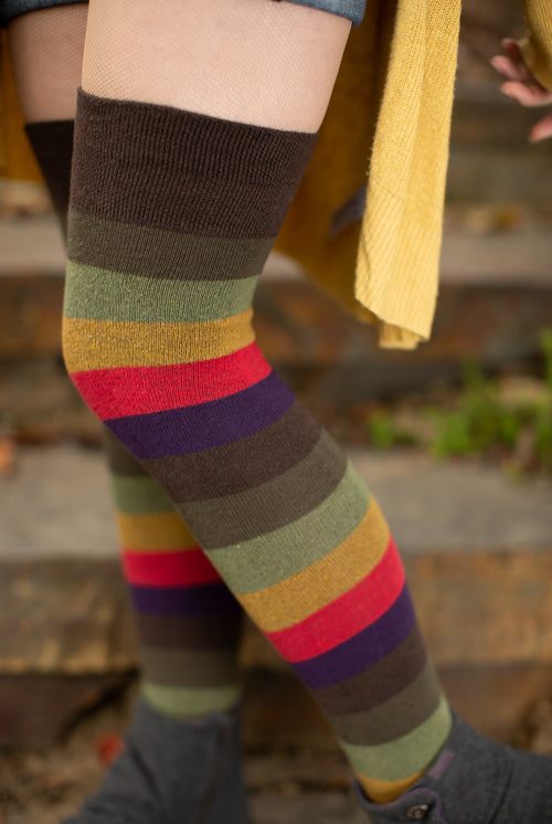 Extraordinary Autumn Stripes Thigh High