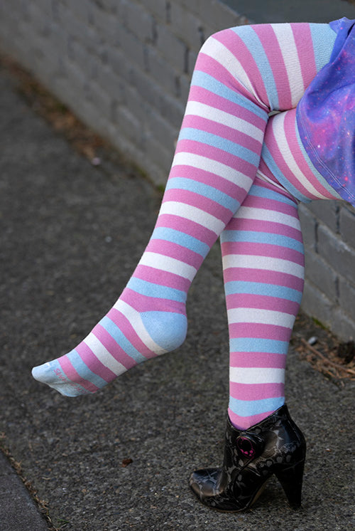 Extraordinary Pride Thigh High Socks - Trans - $1 donation to PDX ASC