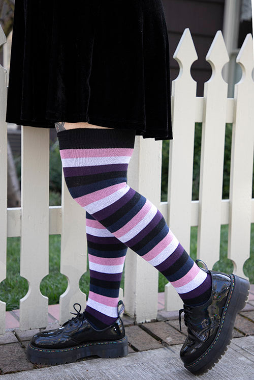 Longer Pride Stripes Cotton Socks - $1 donation to EJI! - Genderfluid