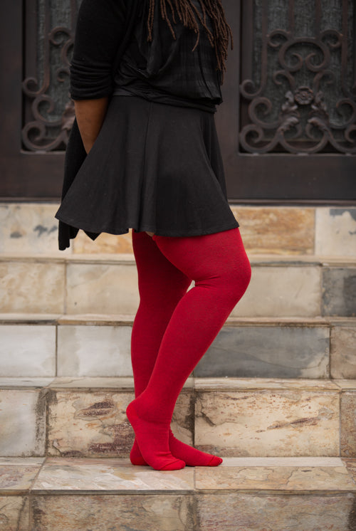 Longer Extraordinary Thigh High Socks in Red