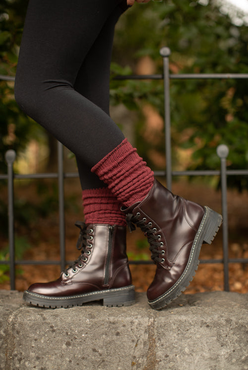 Cotton Slouch Socks - Dark Red