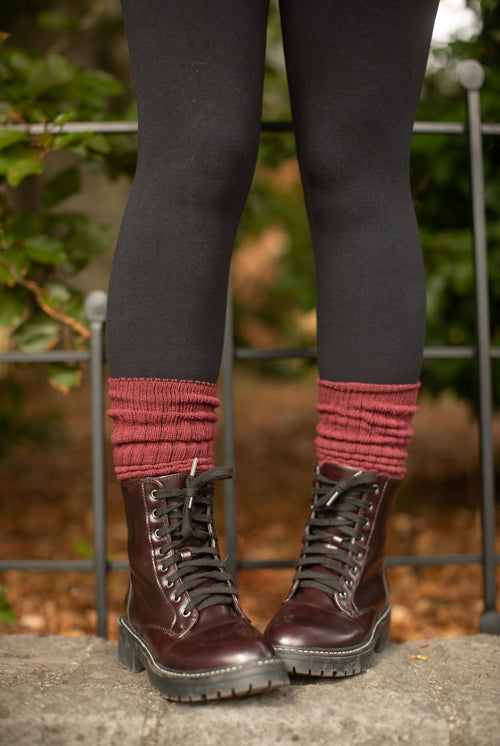 Cotton Slouch Socks - dark red