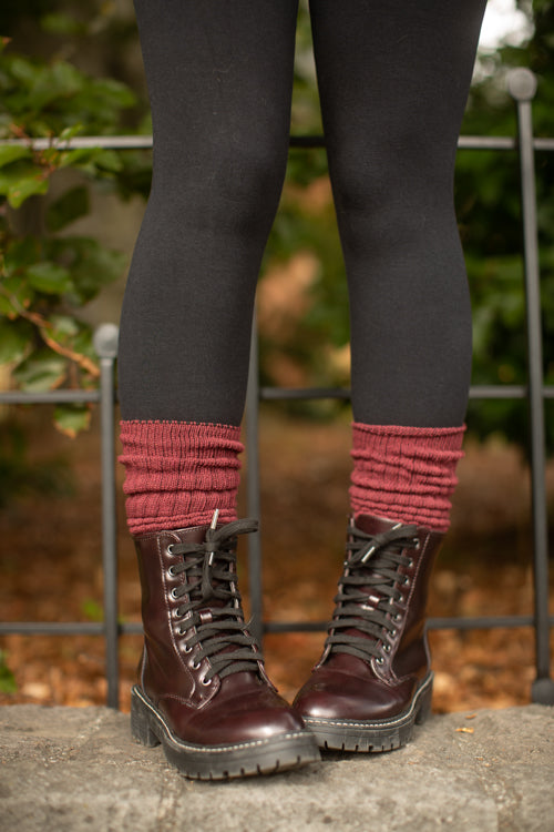 Cotton Slouch Socks - dark red