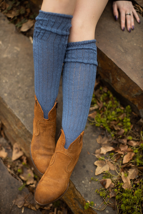 Cotton Slouch Socks - Denim