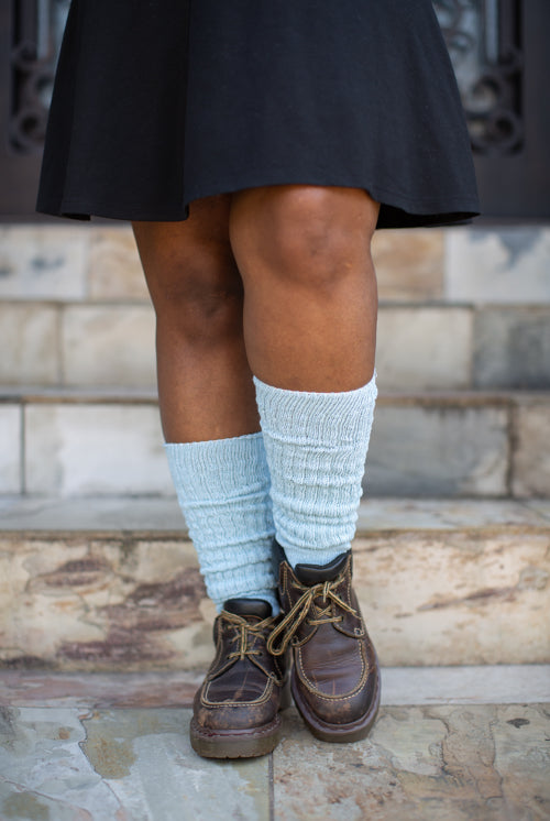 Cotton Slouch Socks - Light Blue