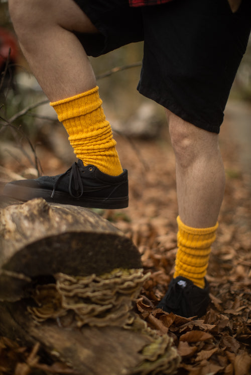 Cotton Slouch Socks - gold