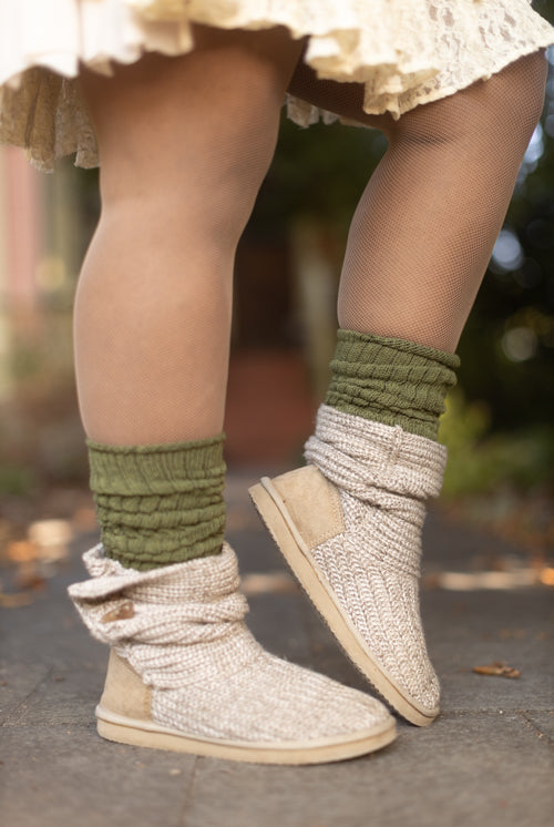 Cotton Slouch Socks - Olive