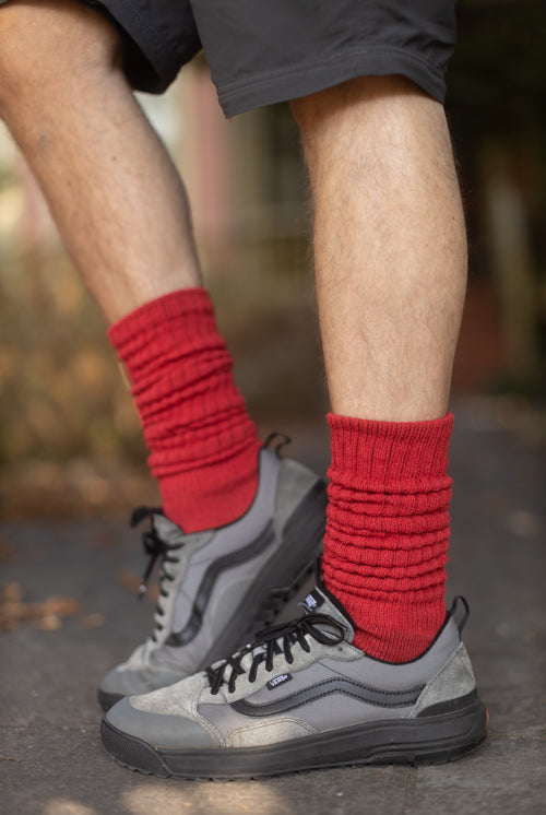 Cotton Slouch Socks - red