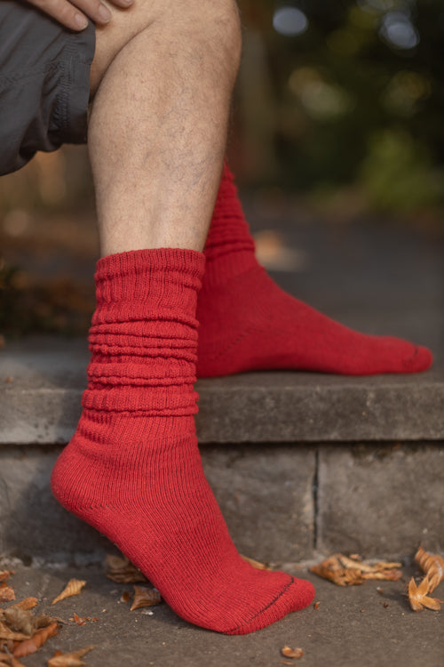Cotton Slouch Socks - Red