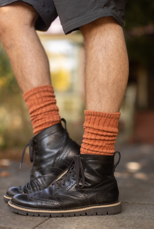 Cotton Slouch Socks - rust