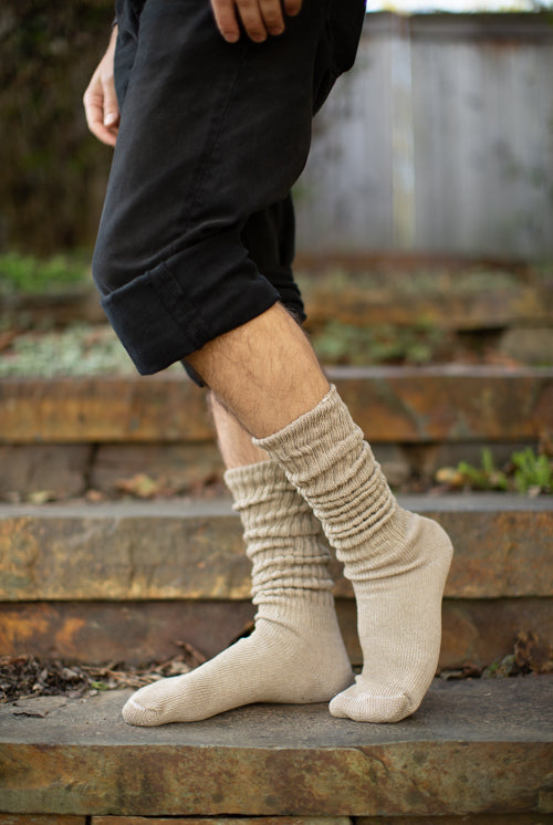 Cotton Slouch Socks - Sand