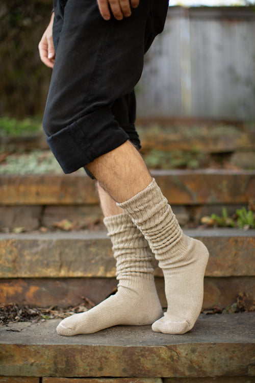 Cotton Slouch Socks - Sand